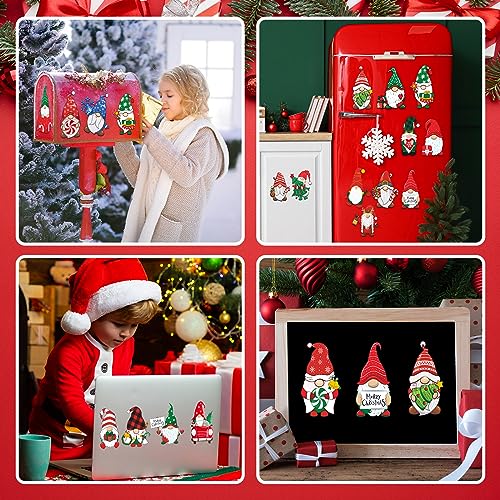 Gnome Car Magnets Set - Reflective Christmas Holiday Decorations, Santa Hat, 30 Pack