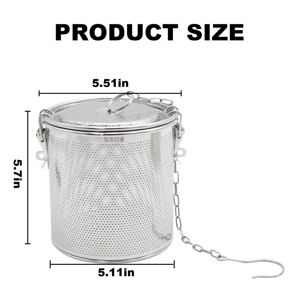CADUFUELLY Tea Infuser, Stainless Steel Seasoning Strainer Tea Ball Filter Soup Seasonings Seperation Basket Spice Filter Tea Sieve for Home Restaurant Kitchen (5.11 x 5.7 inch)