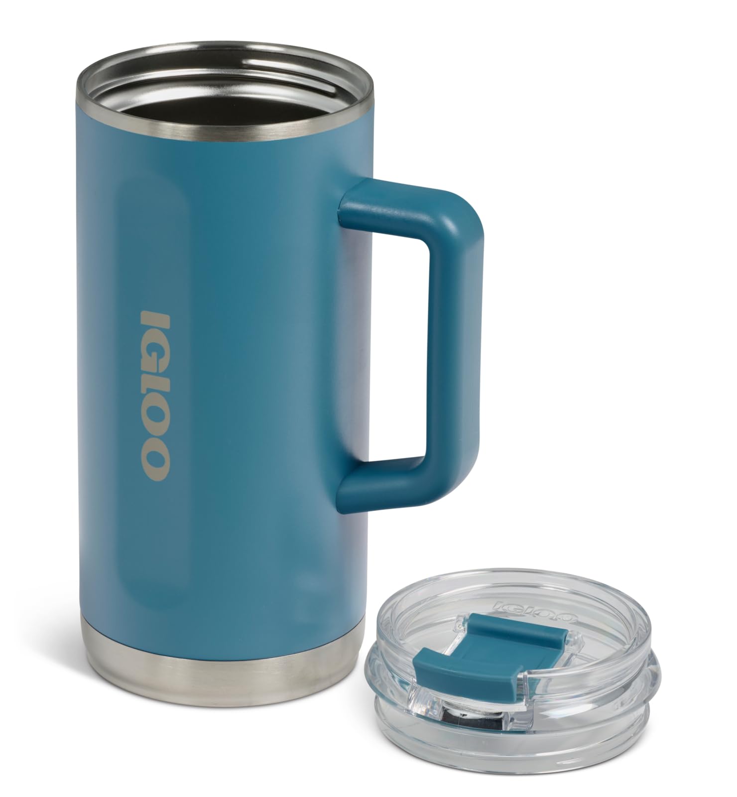 Igloo, 36 oz Tumbler with Handle, Reusable Travel Mug, Stainless Steel Insulated Hydration Cup for Hot & Cold Beverages, Modern Blue
