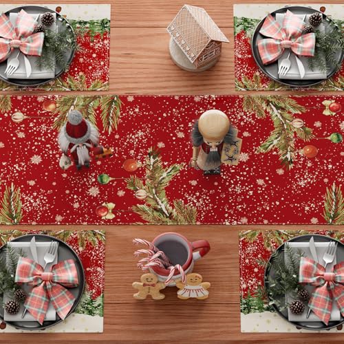 XCHI Gnome Christmas Table Runner 13x90 Inch - Winter Holiday Decor, 100% Polyester