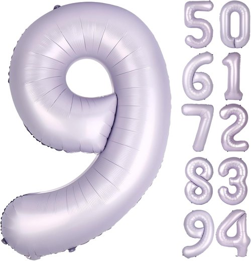 Lilac 9 Balloon | 40-Inch Lavender Number Balloon for Girls' 9th Birthday Decorations