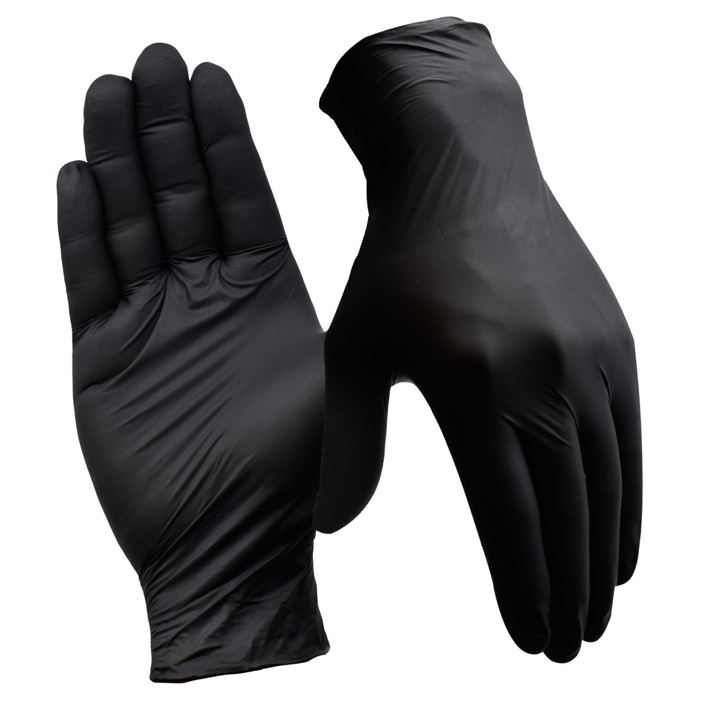 Regine Switzerland Disposable Nitrile Gloves - 4 Mil Latex-Free, Powder-Free, Non-Sterile | Black, Large (Pack of 100)