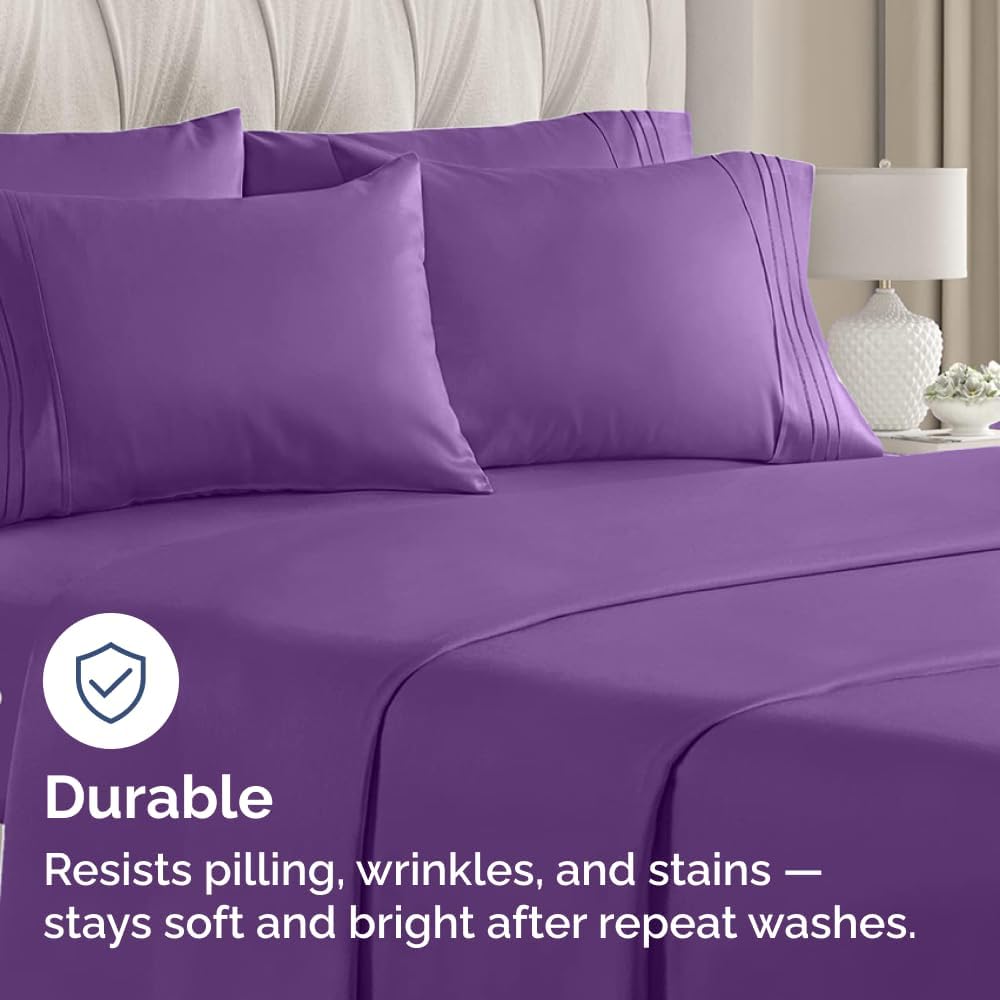 Queen Pillow Cases by Ultra Soft - Hotel Quality, Wrinkle-Free & Stain Resistant - 10-Piece Set in Purple