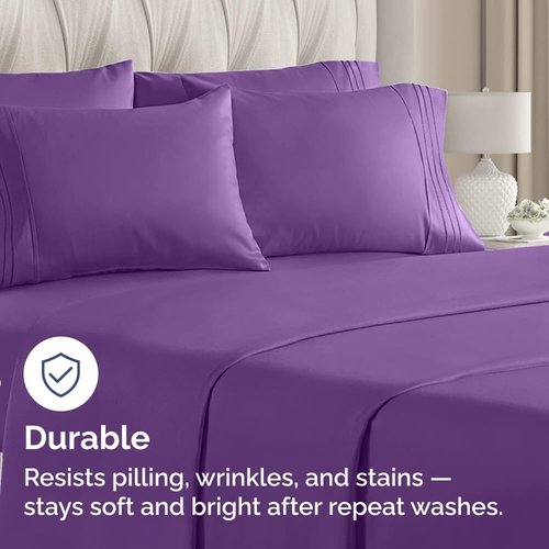 King Pillow Cases by [Brand Name] - Ultra Soft Hotel Quality Covers | Comfy, Wrinkle-Free & Fade Resistant - 10 Pcs Set in Purple