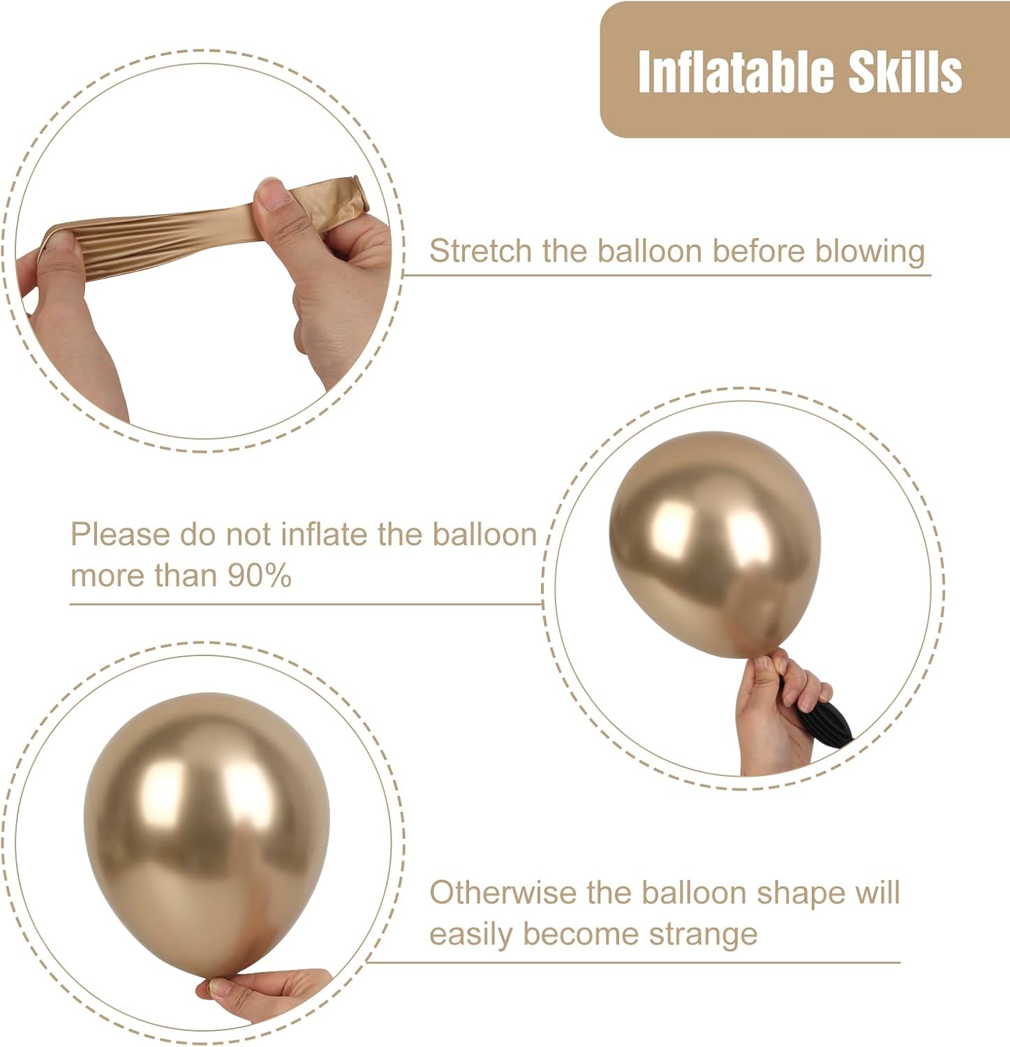 RUBFAC Chrome Gold Balloons - 129-Piece Latex Metallic Balloon Garland Kit for Weddings & Birthdays