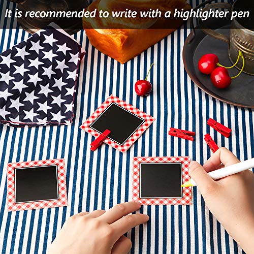 20-Piece Mini Chalkboard Signs with Red Gingham Clips for Food Labels