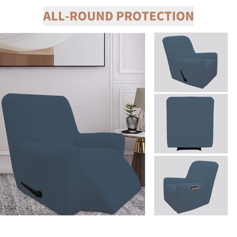 Easy-Going 100% Waterproof Recliner Cover, Dual Waterproof Couch Cover for Recliner, 1- Piece Jacquard Sofa Cover, Leakproof Sofa Slipcover for Kids, Pets, Dog and Cat (Recliner, Bluestone)