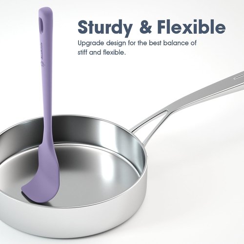ChefAide Silicone Spatula Set - 5 Pieces, Ergonomic Heat-Resistant Rubber for Nonstick Cookware, 600°F