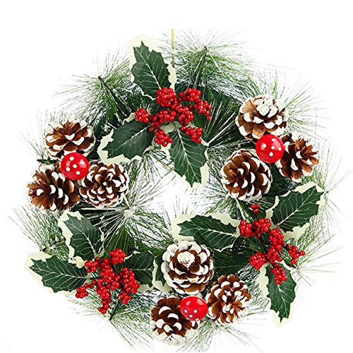 12-Inch Christmas Wreath with Berries and Floral Rustic Front Door Decor