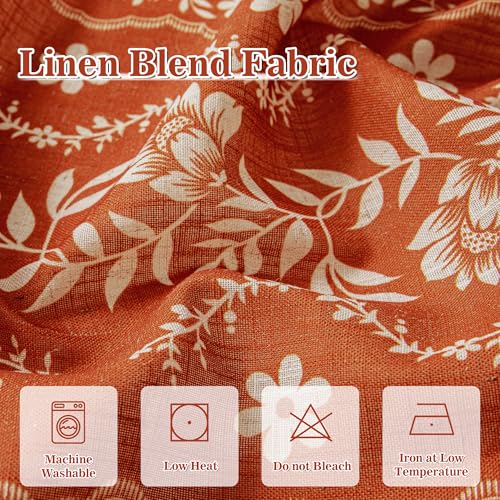 Boho Floral Short Tier Curtains - 26" Wide, 36" Long, 2 Pcs
