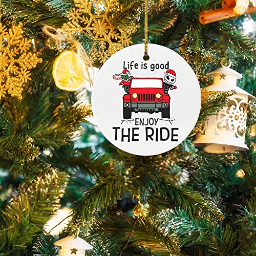 Life is Good Red Truck Sign Hanging Ornament 11 - Jack Skellington & Grinch Ceramic Christmas Ornament