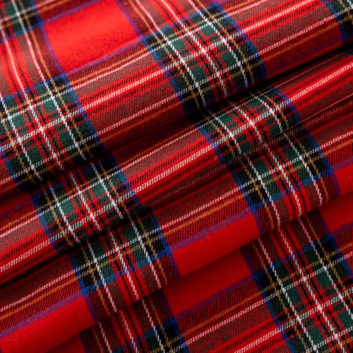 Joyfol Day Christmas Plaid Ruffled Tablecloth 120 x 60 Inch Rectangular, Red