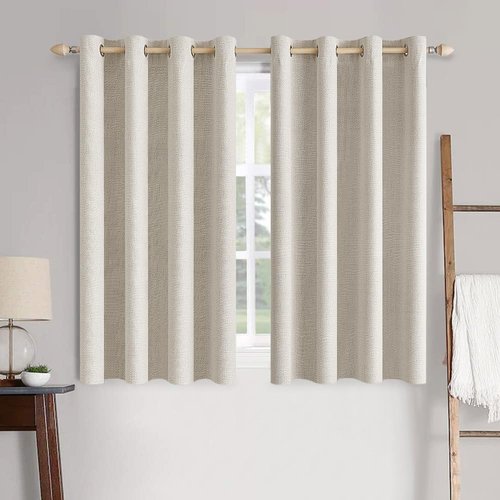 MIULEE Blackout Linen Curtains - Thermal Insulated Grommet Drapes for Bedroom & Living Room | 52 x 45 Inch (2 Panels)