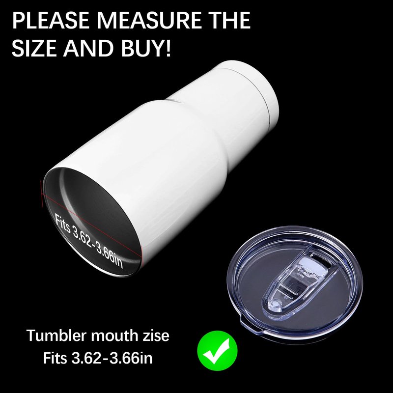 8 Pack 30 oz Tumbler Replacement Lids Plastic Splash Covers tops for 30 oz coffee cup lids Clear Cup Covers for Inner diameter 3.62 to 3.66 Inch Mouth Tumbler Cooler