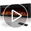 50-Inch Ultra-Thin Electric Fireplace Heater, Recessed Wall Mounted