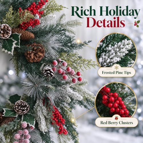 24 Inch Christmas Wreath for Holiday Decor - MUTRAIN Xmas-M1