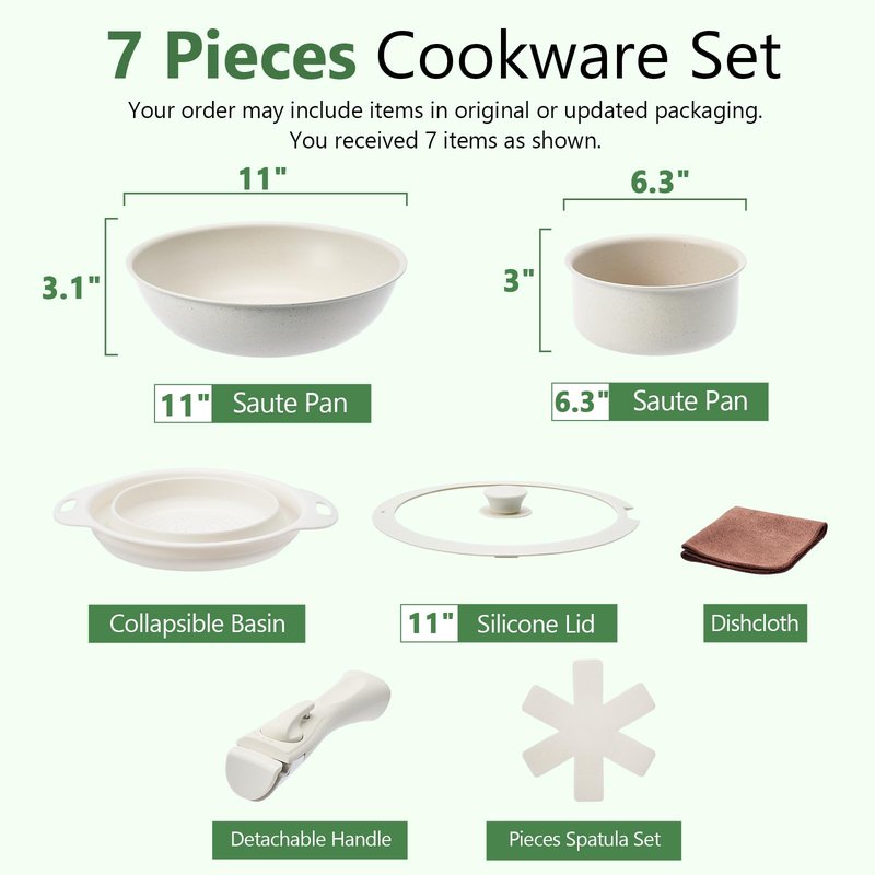 Pots and Pans Set Non Stick (White-7p)