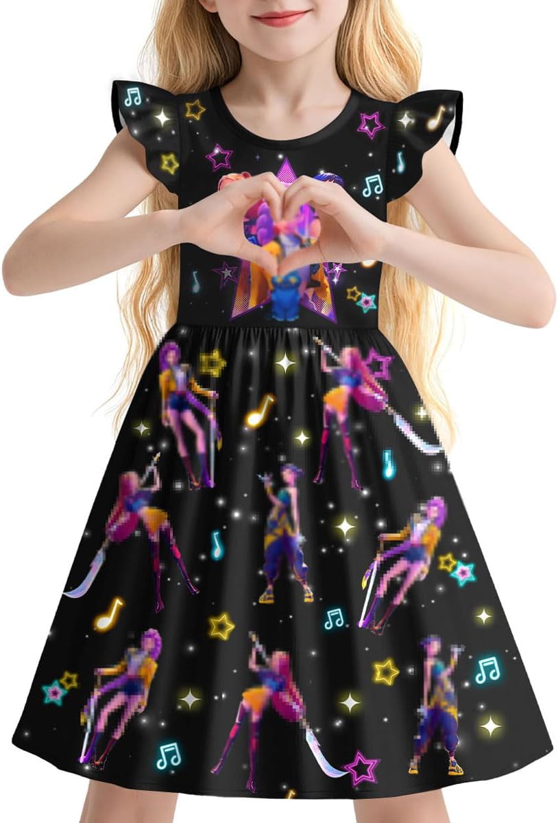 Skiennix Girls' Kpop Dress & Hoodie Outfit - Trendy Styles for Ages 3-10 Years