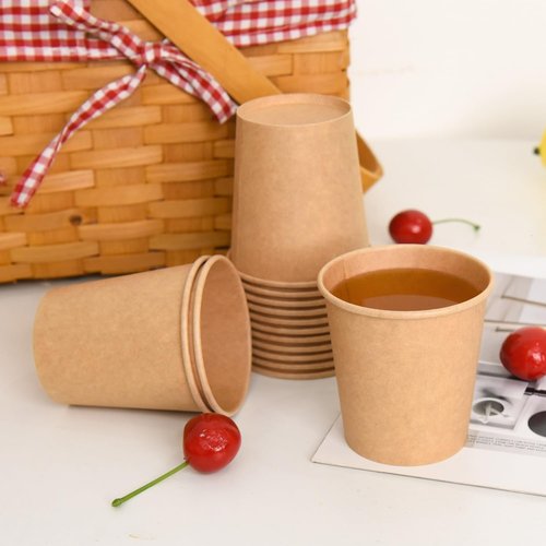 Vumdua 300 Pcs 6 oz Kraft Paper Cups - Disposable Paper Cups Hot Cold Beverage Drinking Cup for Coffee, Water, Tea, Juice, Espresso & Cortado