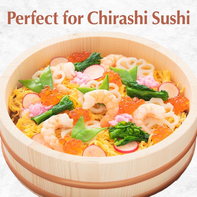 TIKUSAN Wooden Hangiri Sushi Rice Mixing Tub PP Band Made in Japan Made of Momi Fir Sushi Rice Bowl Sushi Oke (13")