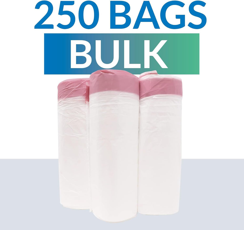 Reli. Drawstring Trash Bags - 250 Count Tall Kitchen Garbage Bags | 13-16 Gallon Capacity, White