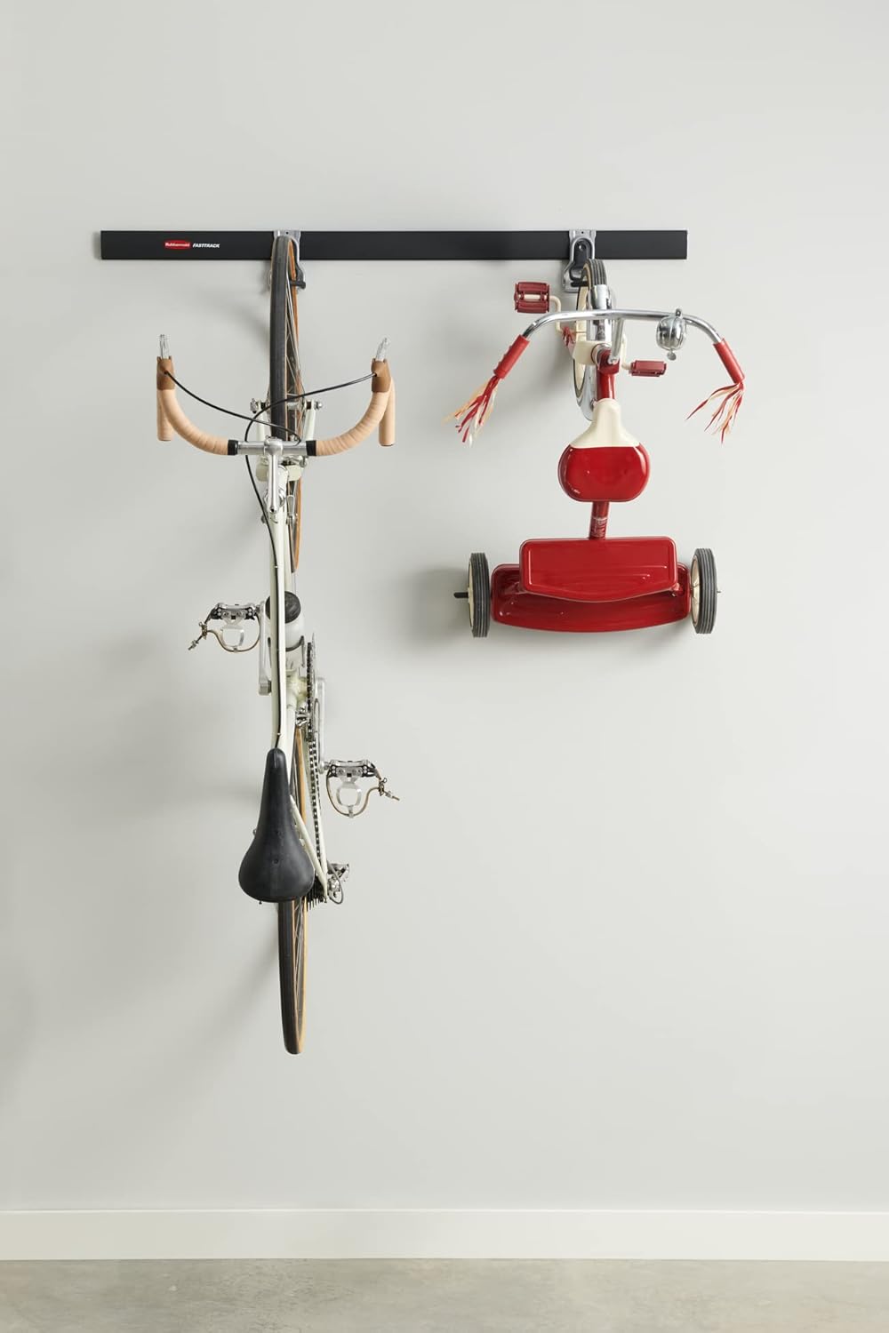 Rubbermaid FastTrack Bike Storage Kit - Heavy-Duty 3-Piece Rail Hook Organizer for Garage & Home