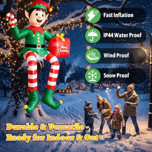 JOVIPOP 16FT Christmas Inflatable Elf Decoration for Outdoor Yard - Lighted Holiday Decor