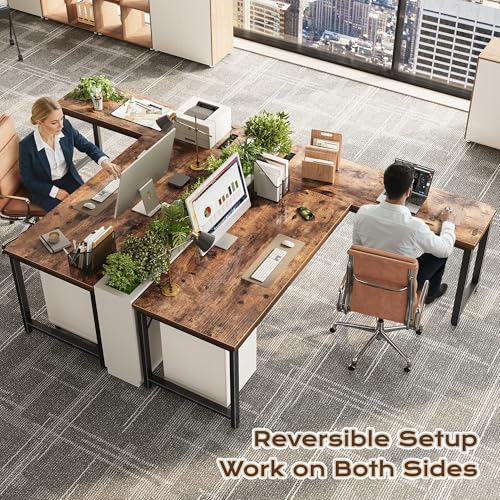 63-Inch L-Shaped Computer Desk with Built-in Power Outlets and USB Ports