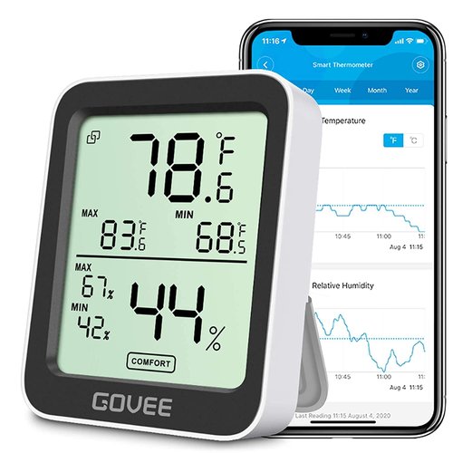 Govee Digital Hygrometer | Bluetooth Indoor Thermometer with Remote App Control & Alerts - H5075