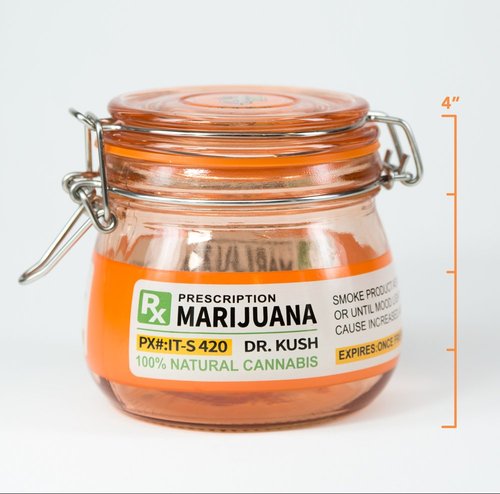 KEEP YOUR HERBS FRESH!!!!- SUPER HEAVY DUTY 16 Oz Glass Stash Jar with Air Tight Seal- Large (Prescription)