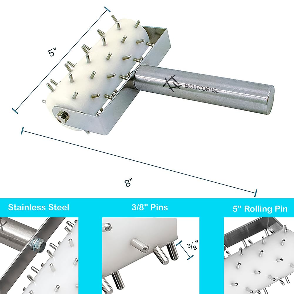 Professional Pizza Dough Docker Stainless Steel Pizza Roller with Spikes Pastry Dough Docker for Crackers, Homemade Bread, Pie, Cake, Cookies