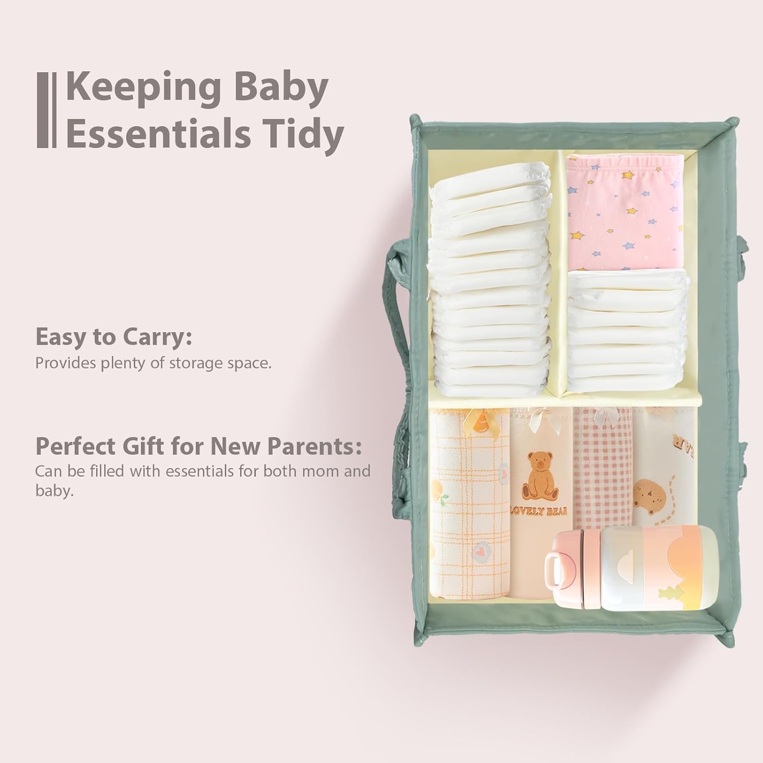 Skiennix Baby Diaper Caddy Organizer - Stylish Storage Bin for Diapers & Wipes | Perfect Baby Shower Gift