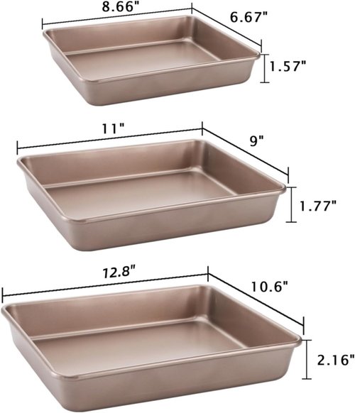 Dicunoy Nonstick Deep Baking Pans Set - Heavy Duty Carbon Steel Bakeware | 8, 11, & 12 Inch Sizes