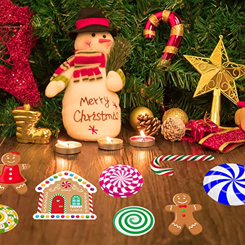 Peppermint Christmas Floor Decals 57pc Wall Stickers Set for Holiday Decor