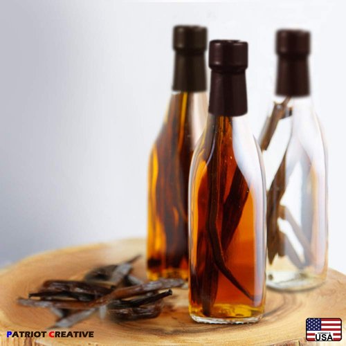 PATRIOT CREATIVE Woozy Bottles Empty 12 Oz Complete Sets of Premium Commercial Grade Clear Glass Dasher Woozy Bottle Shrink Capsule with Gold Tear Tab Leak Proof Screw Cap (Black 12 Sets) - 12 oz