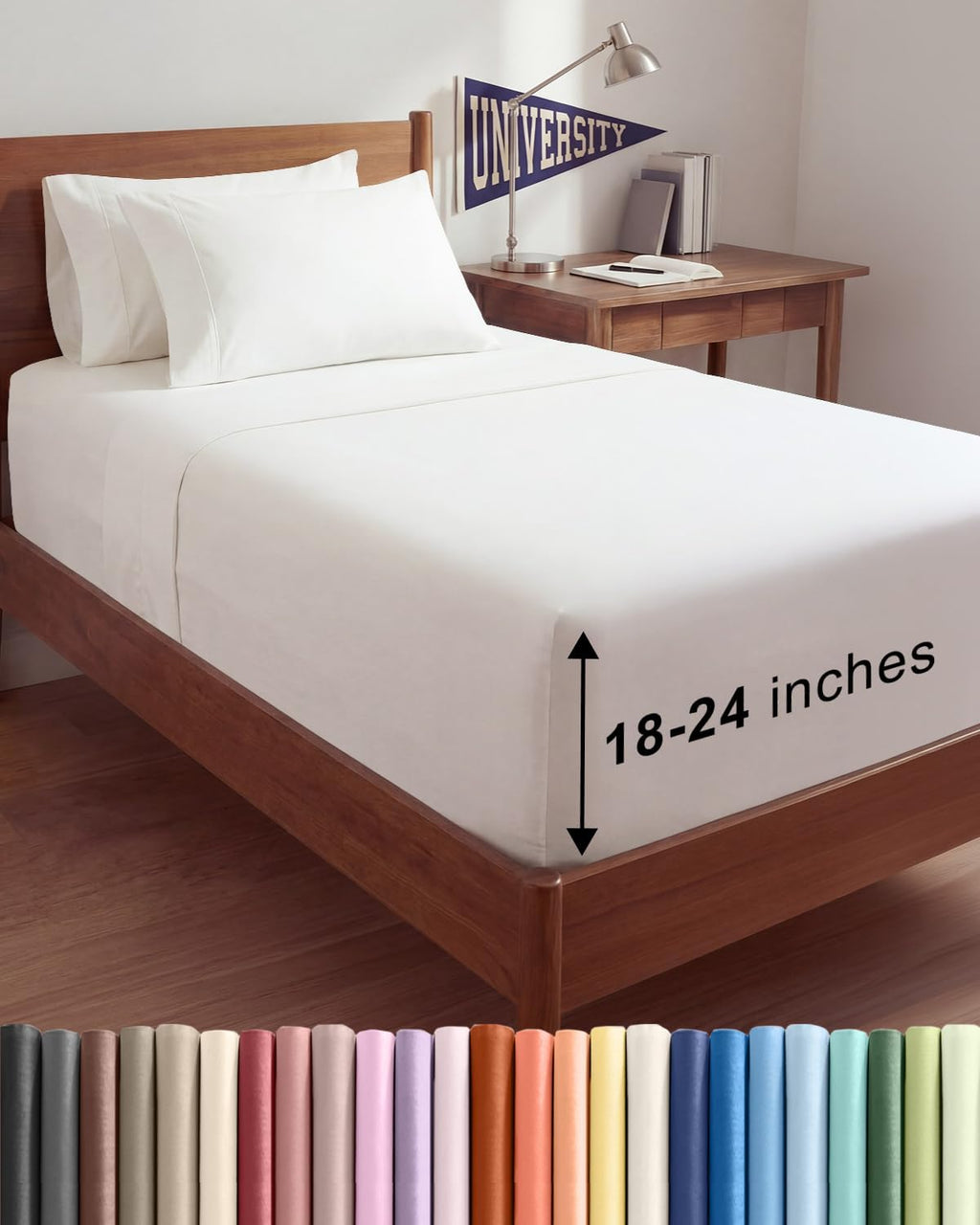 Skiennix Extra Deep Twin XL Sheet Set - 4 Piece Breathable Cooling Bedding - Soft, Wrinkle-Free Antique White