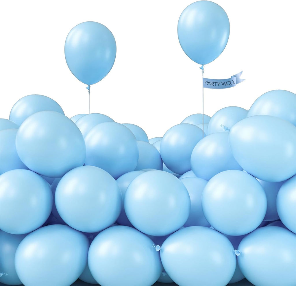 PartyWoo Light Blue Balloons - 100pcs 5-Inch Mini Pastel Balloons for Baby Showers & Celebrations