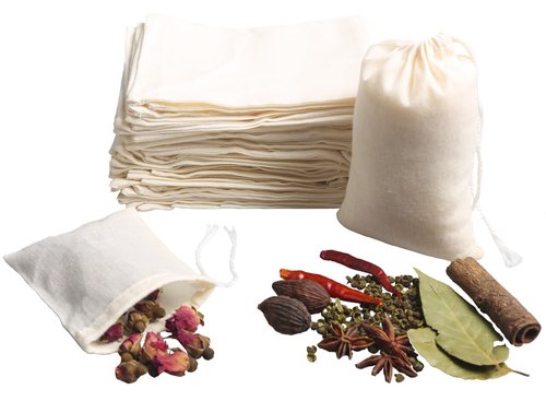 Eketirry Spice Bags, 20pcs Reusable Empty Tea Bags, Muslin Strainer Bags, Soup Bags for Cooking, Natural Cotton Fine Mesh Cheesecloth Bags for Cold Brew Coffee(8 x10Inch)