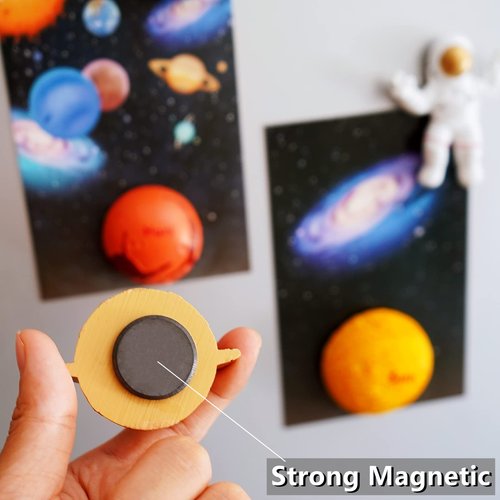 13PCS Space Magnet Set - 3D Solar System Planet Toys with Sun, 8 Planets, Moon, Pluto, Astronaut - Strong Magnets for Fridge, Lockers & Room Decor - Gift Box Included