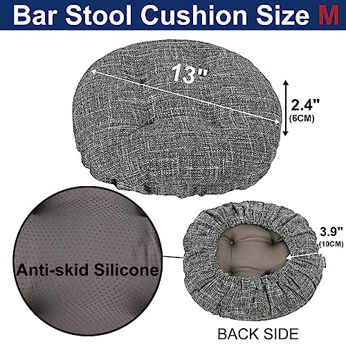 Round Bar Stool Cushion, 13-Inch Anti-Slip Padded Seat Cover, Light Gray