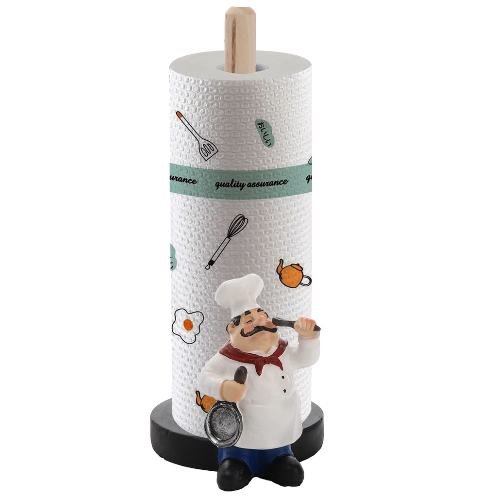 Suwimut Chef Style Paper Towel Holder, Resin Crafts Display Chef Figurines Creative Roll Paper Stand for Countertop Kitchen Cafe Restaurant Dessert Shop Cake Shop Decoration