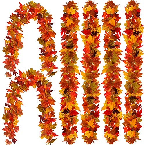 6-Pack 5.6ft Artificial Maple Leaf Fall Garland - Autumn Hanging Vines