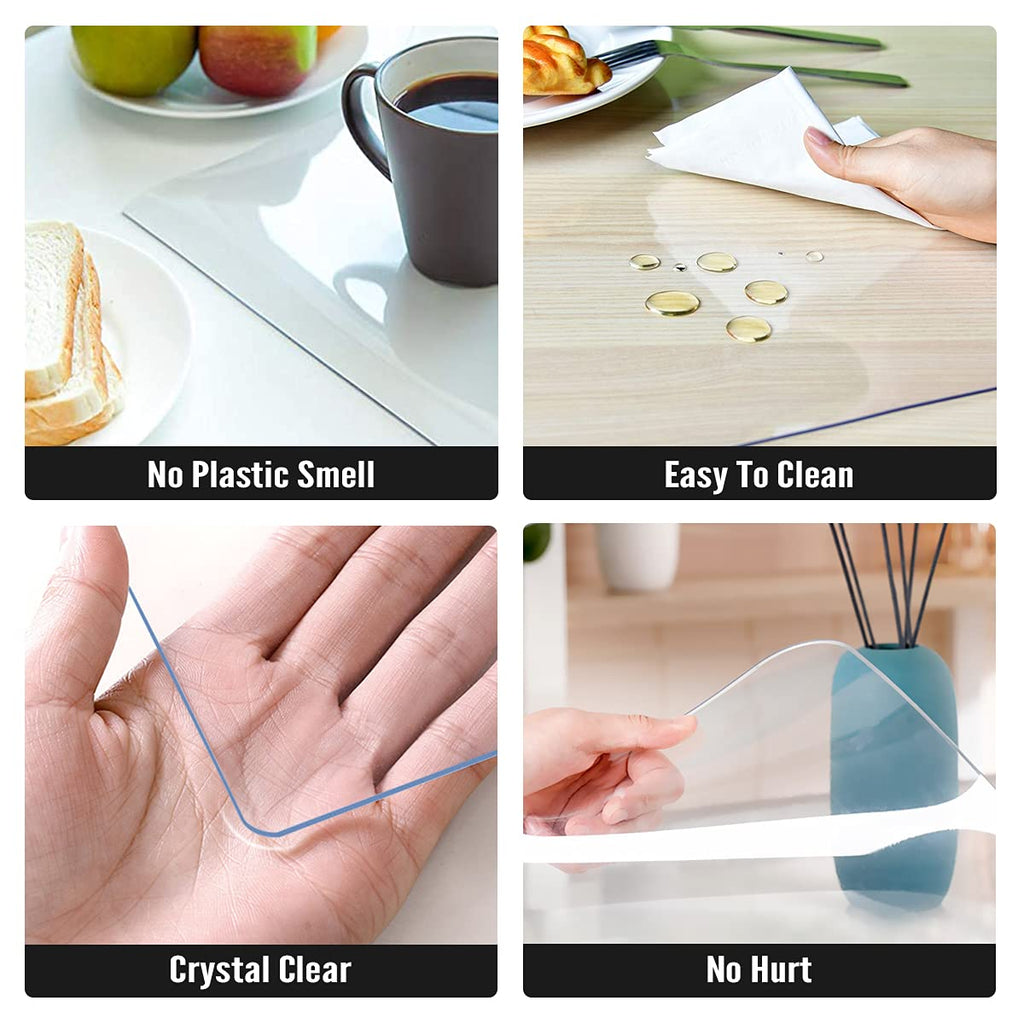 Royhom Clear Table Protector 40 x 60 Inch - 2mm Thick Plastic Table Cover, Clear Table Cover Protector Rectangle, Waterproof PVC Desk Mat for Coffee Table, Writing Desk, Dining Room, Dresser