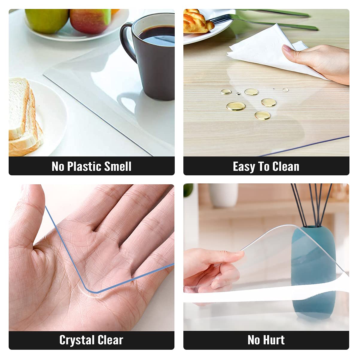 Royhom Clear Table Protector 40 x 60 Inch - 2mm Thick Plastic Table Cover, Clear Table Cover Protector Rectangle, Waterproof PVC Desk Mat for Coffee Table, Writing Desk, Dining Room, Dresser