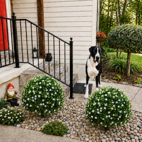 22-Inch Artificial Topiary Boxwood Ball Trees for Outdoor Decor, Set of 2