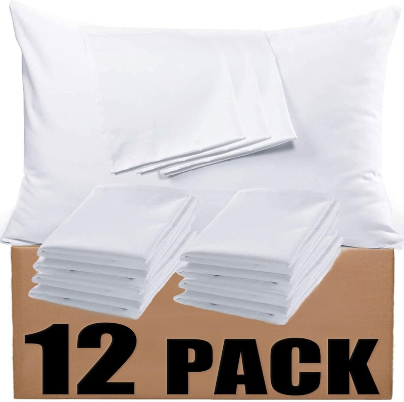Bulk Pillow Cases Standard Size Set of 24 Pack Basic Pillowcases White Pillow Case Hypoallergenic Pillowcase Soft Envelope Closure Covers 20 x 26 Inches