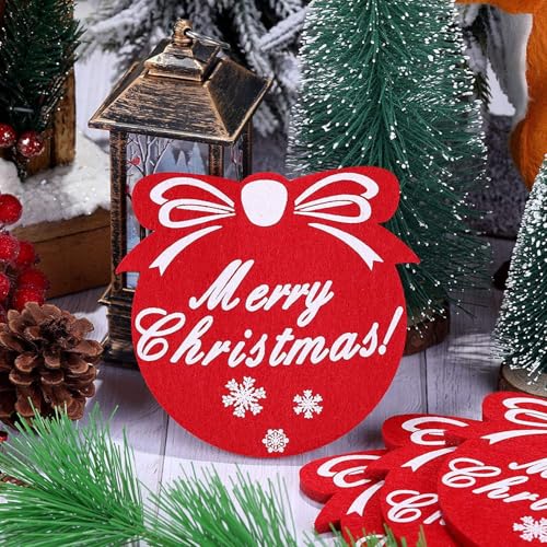 Christmas Snowflake Felt Coasters 10-Pack Ball Shape Red & Gray Tea Cup Mats