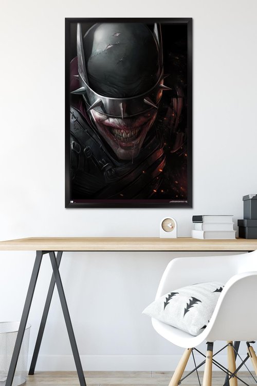 Trends International DC Comics The Batman Who Laughs - Face Wall Poster, 22.375" x 34", Black Framed Version