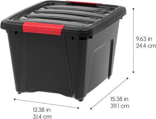 IRIS USA 19 QT Plastic Storage Box - BPA-Free, Durable Latching Containers - 6 Pack, Black