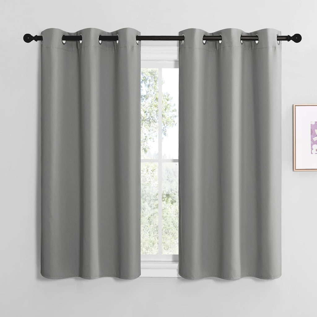 NICETOWN Thermal Insulated Blackout Curtains - Kids Window Drapes for Nursery | Silver Grey, 2 Panels (W42 x L50-Inch)